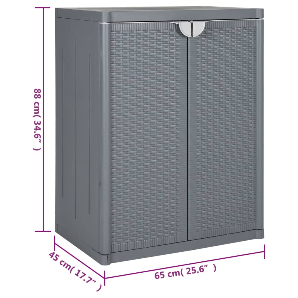 vidaXL Garden Storage Cabinet Gray 25.6"x17.7"x34.6" PP Rattan