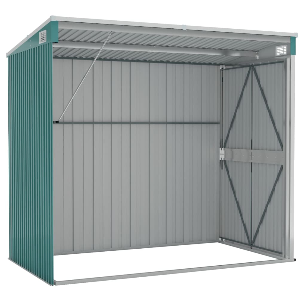 vidaXL Wall-mounted Garden Shed Green 46.5"x76.4"x70.1" Galvanized Steel