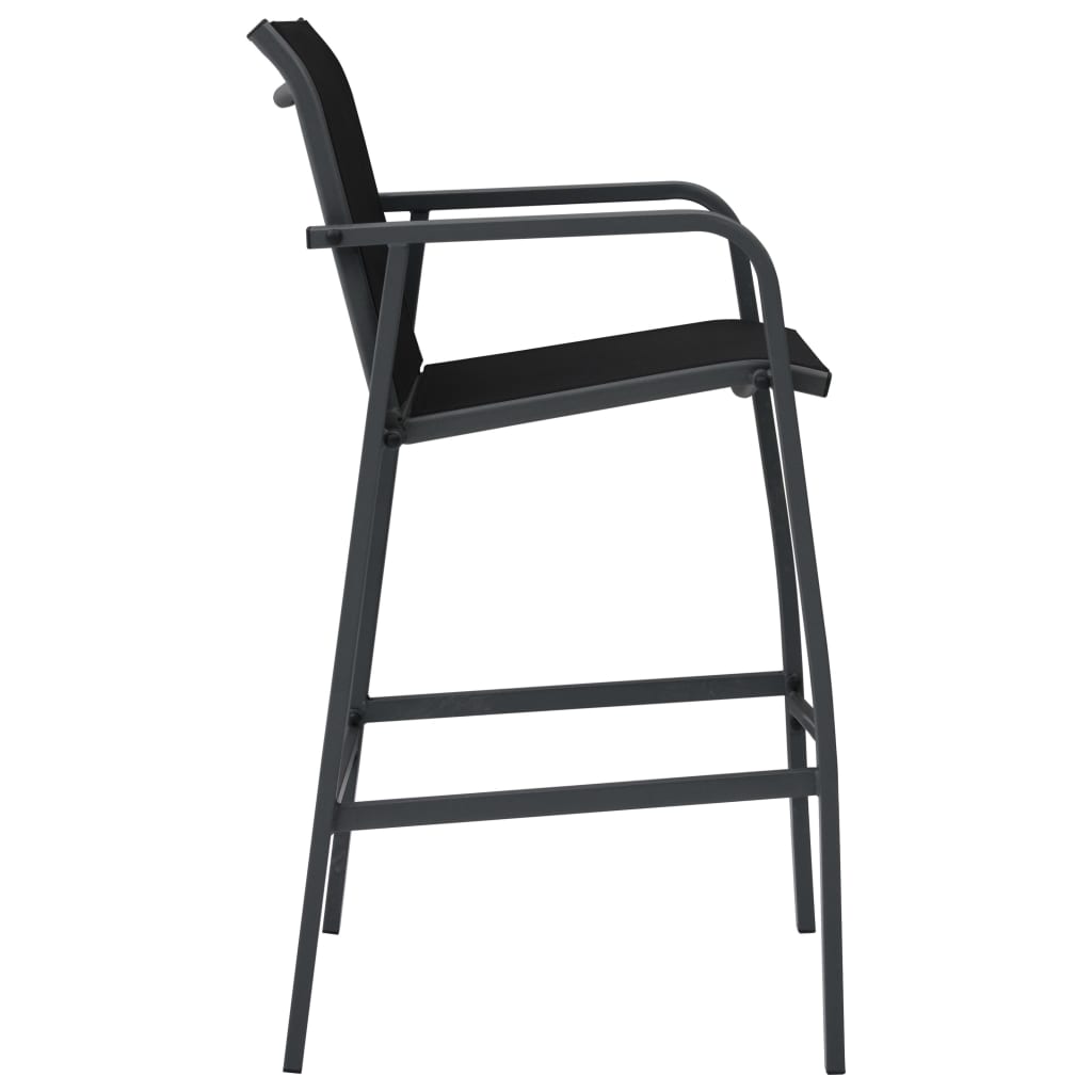 vidaXL Patio Bar Chairs 2 pcs Black Textilene