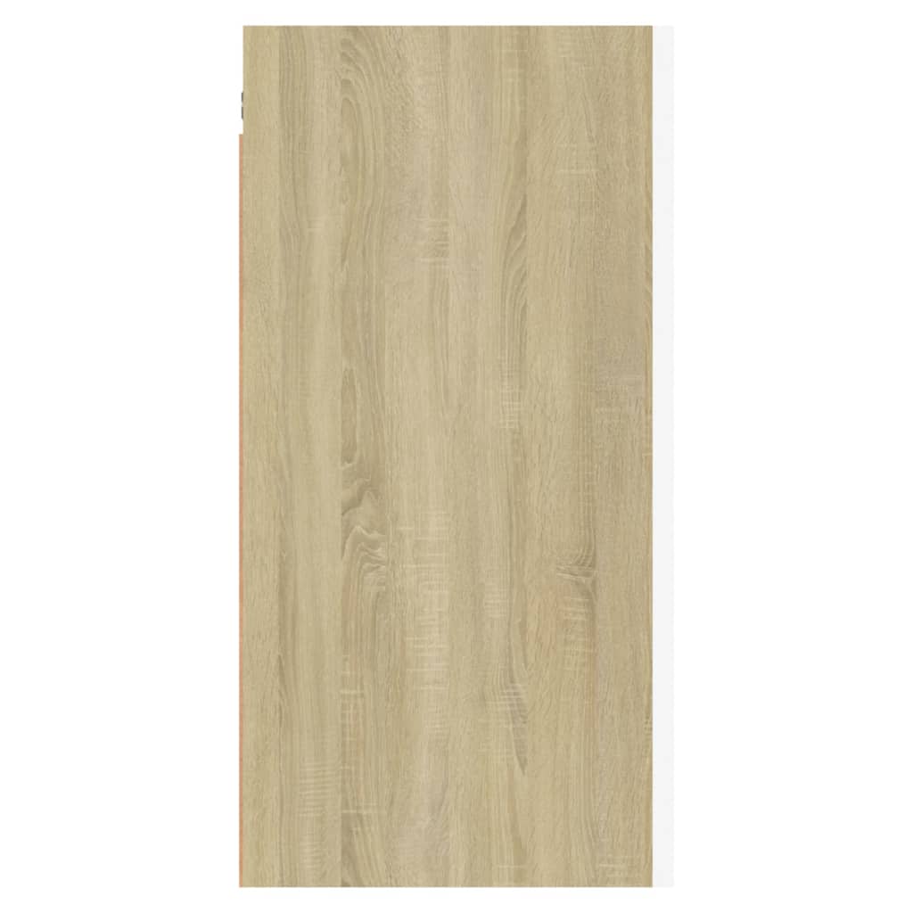 vidaXL TV Stand White and Sonoma Oak 12"x11.8"x23.6" Engineered Wood