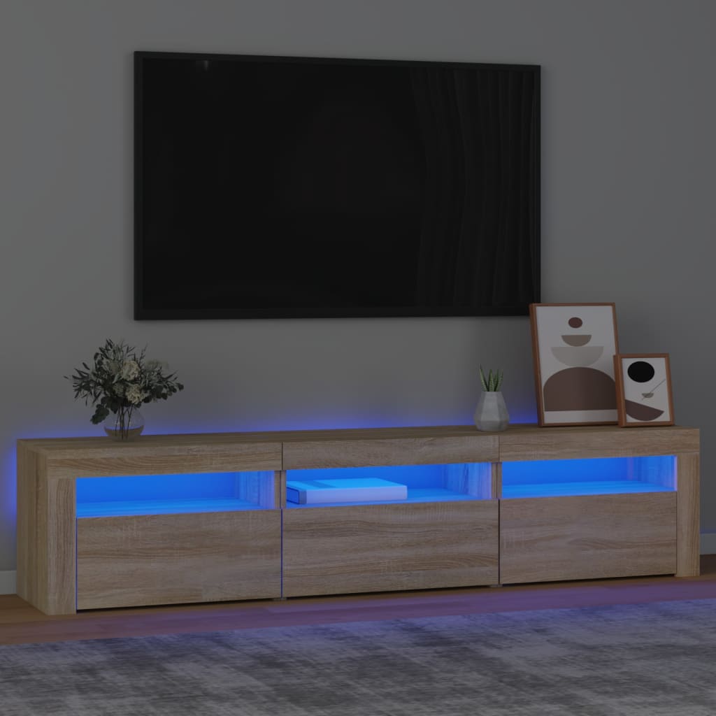 vidaXL TV Stand with LED Lights Sonoma Oak 70.9"x13.8"x15.7"