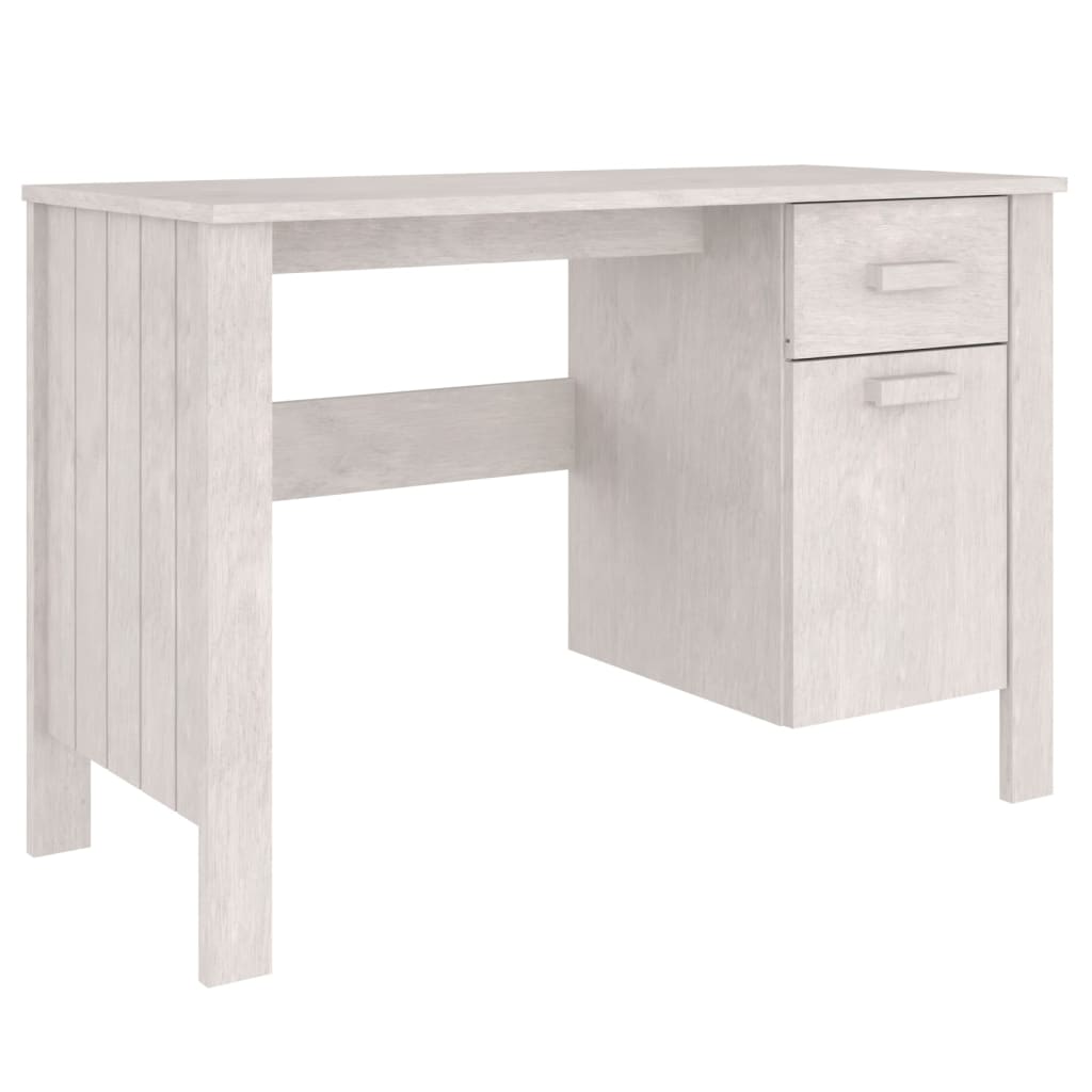 vidaXL Desk White 44.5"x19.7"x29.5" Solid Wood Pine