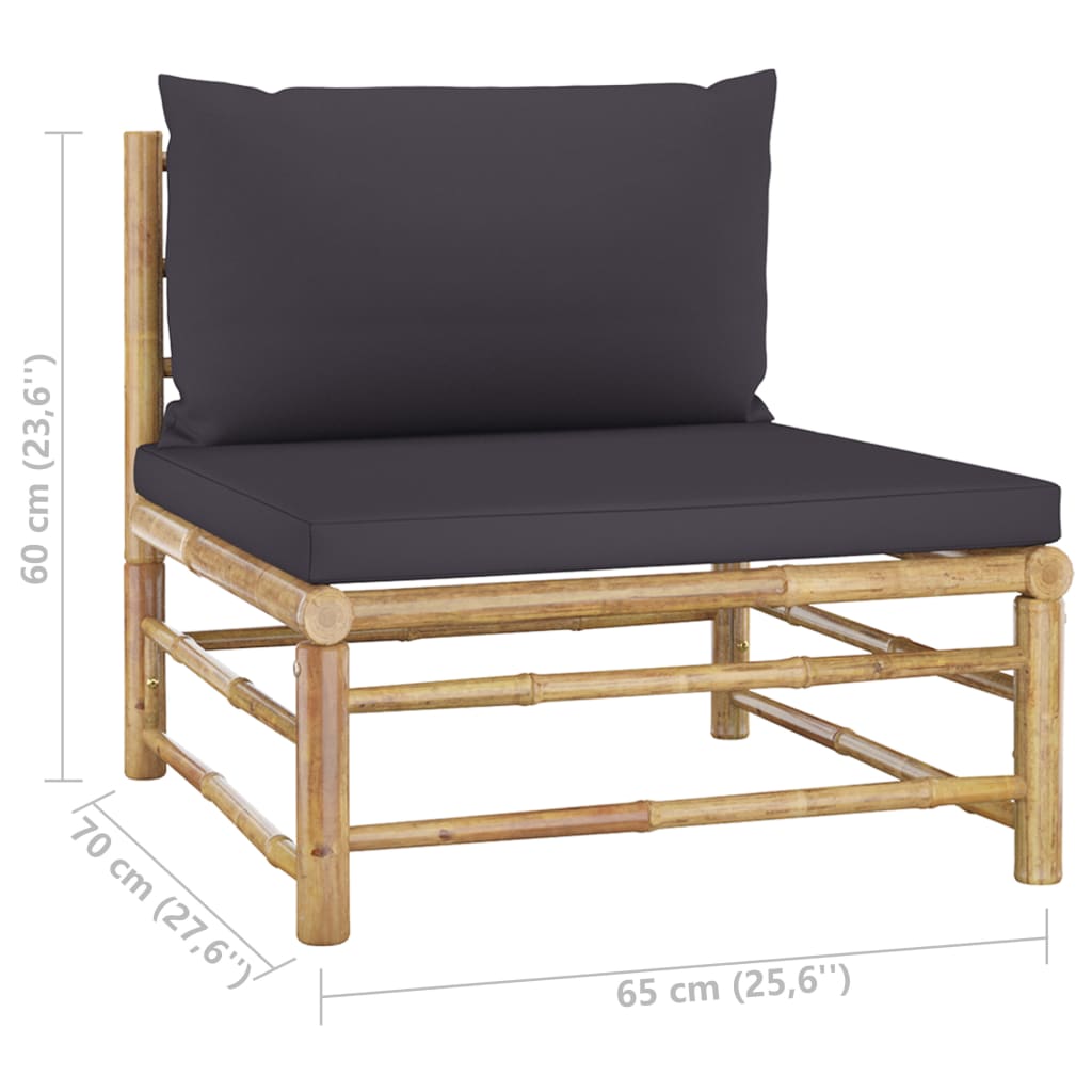 vidaXL 7 Piece Patio Lounge Set with Dark Gray Cushions Bamboo