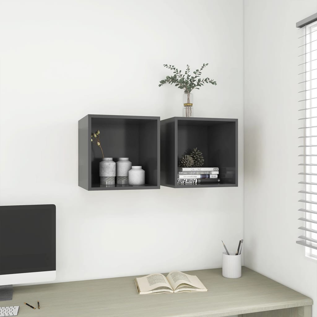 vidaXL Wall Cabinet Gray 14.6"x14.6"x14.6" Chipboard