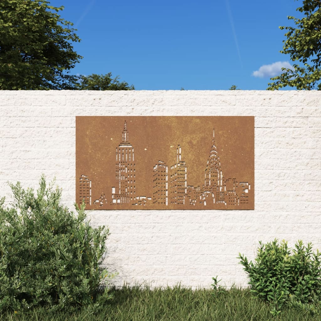 vidaXL Patio Wall Decoration 41.3"x21.7" Corten Steel Skyline Design