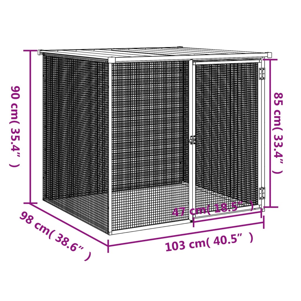 vidaXL Chicken Cage with Roof Anthracite 40.6"x38.6"x35.4" Galvanized Steel