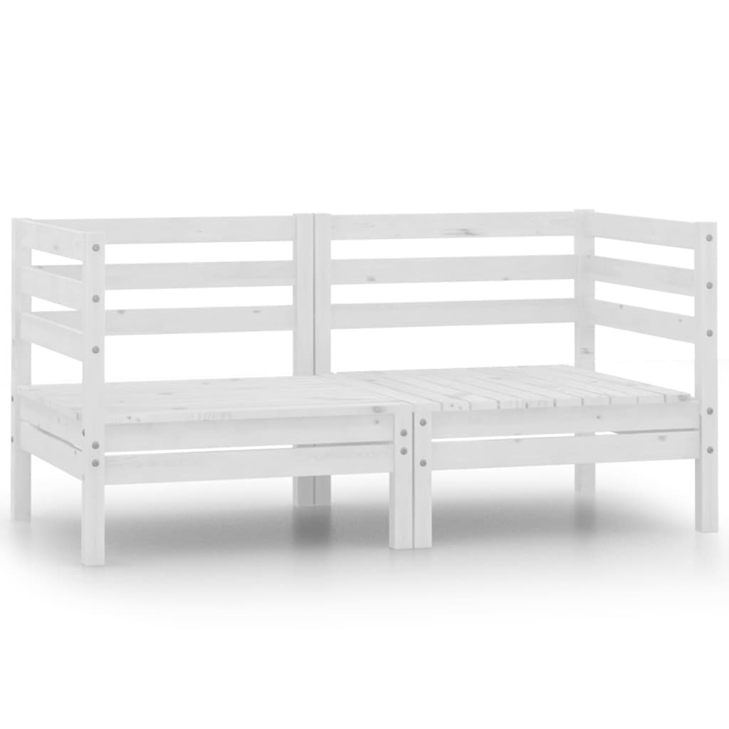 vidaXL Patio 2-Seater Sofa White Solid Wood Pine