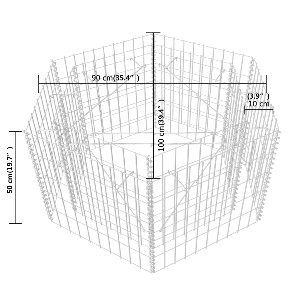 vidaXL Hexagonal Gabion Raised Bed 39.4"x35.4"x19.7"