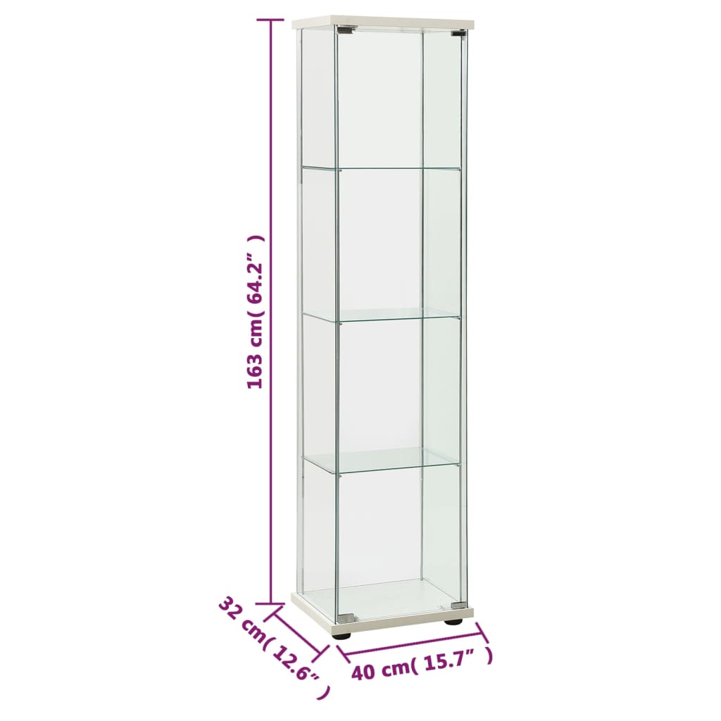 vidaXL Storage Cabinet Tempered Glass White