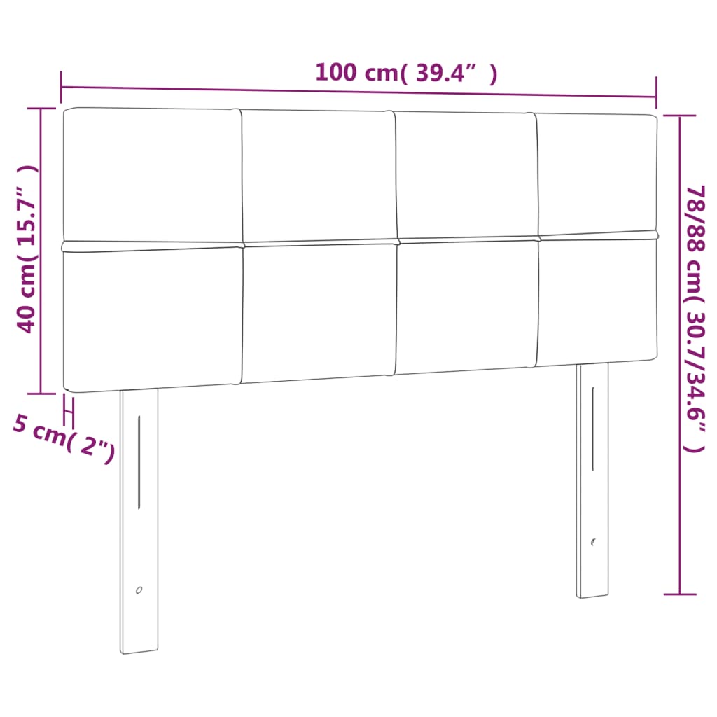 vidaXL Headboard Dark Gray 39.4"x2"x30.7"/34.6" Fabric