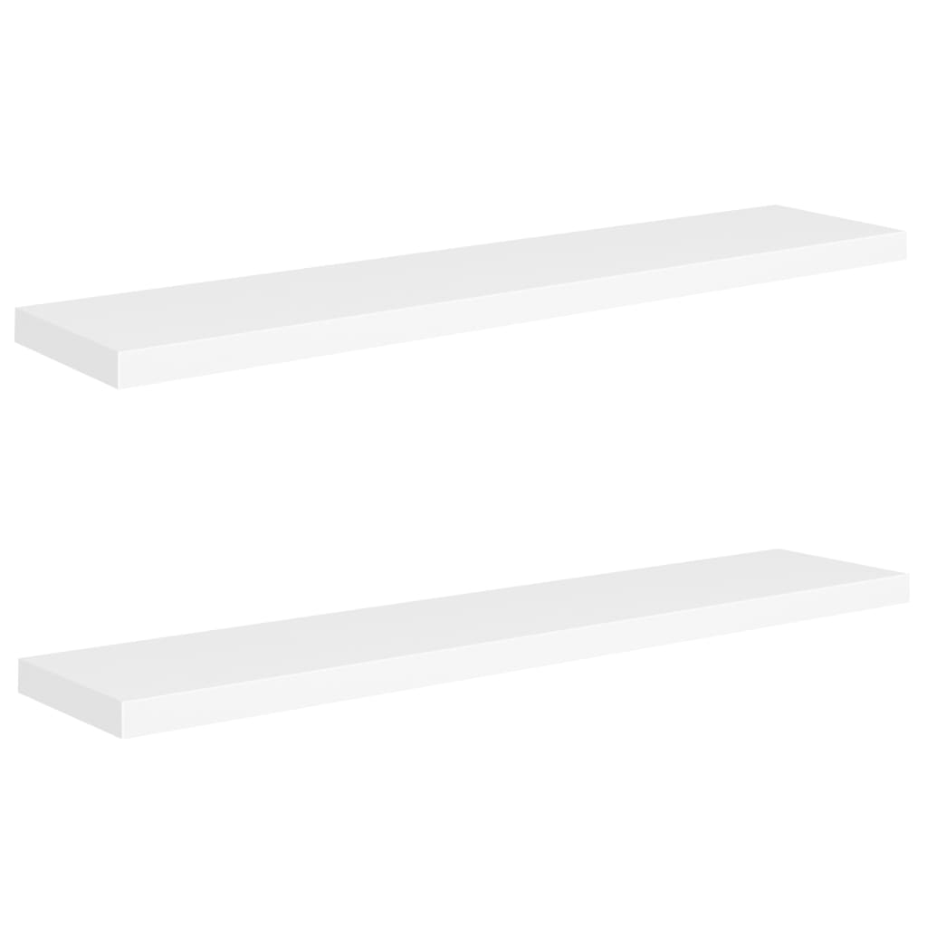 vidaXL Floating Wall Shelves 2 pcs White 47.2"x9.3"x1.5" MDF