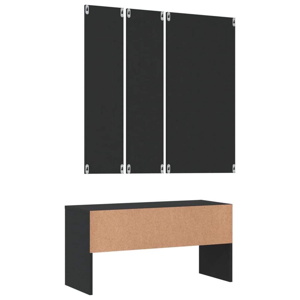 vidaXL Hallway Furniture Set Black Engineered Wood