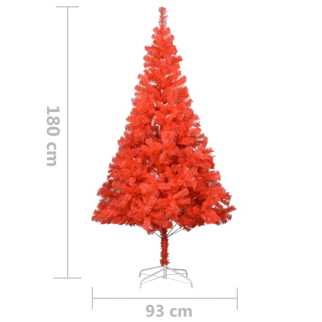 vidaXL Artificial Christmas Tree with LEDs&Ball Set Red 70.9" PVC