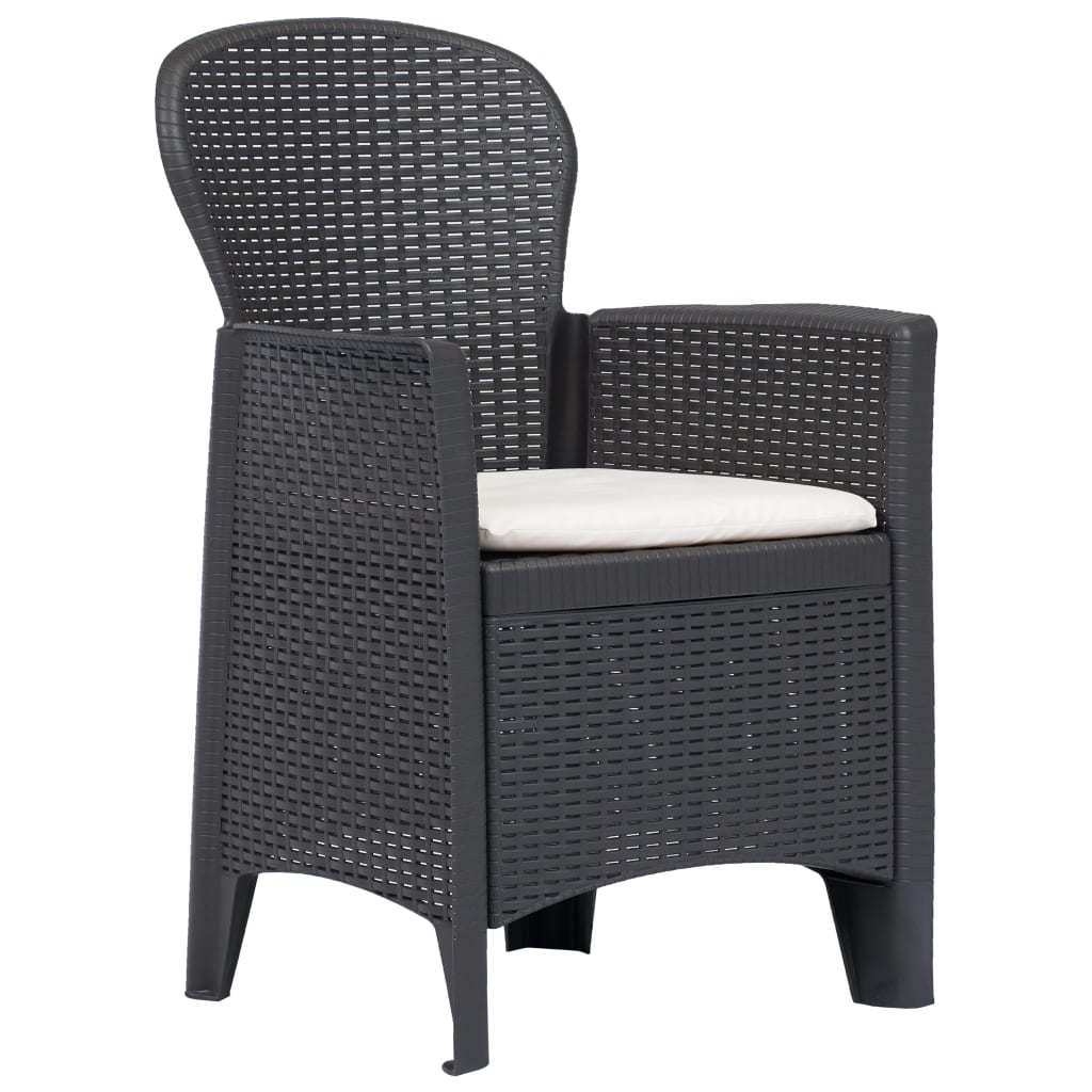 vidaXL Patio Chair 2 pcs with Cushion Brown Plastic Rattan Look