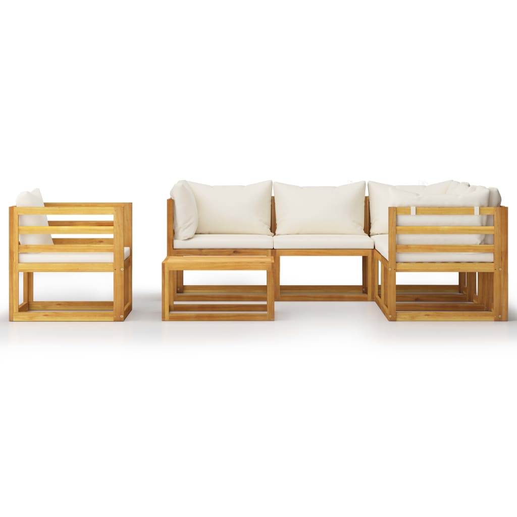 vidaXL 7 Piece Patio Lounge Set with Cushion Cream Solid Acacia Wood