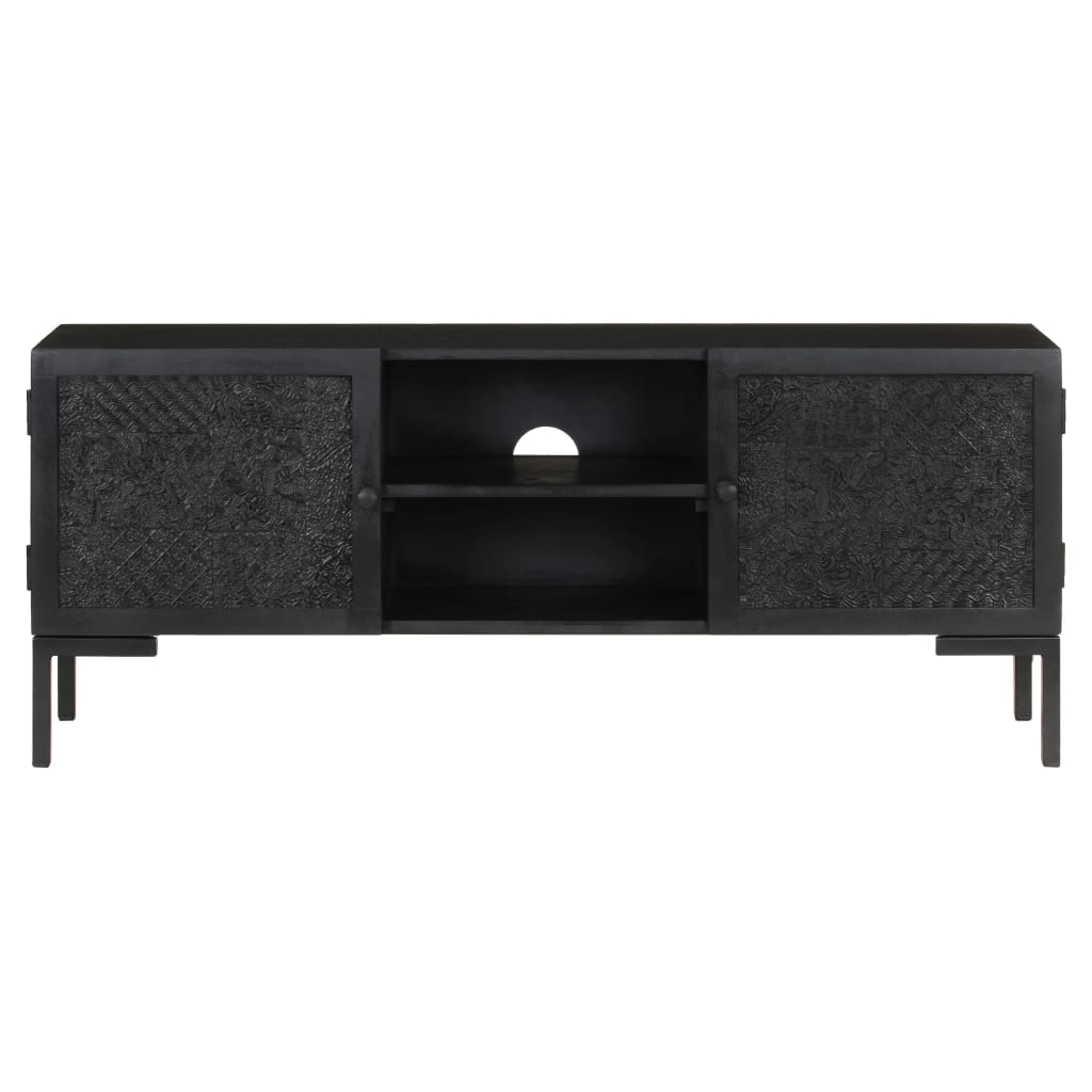 vidaXL TV Cabinet Black 45.3"x11.8"x18.1" Solid Mango Wood