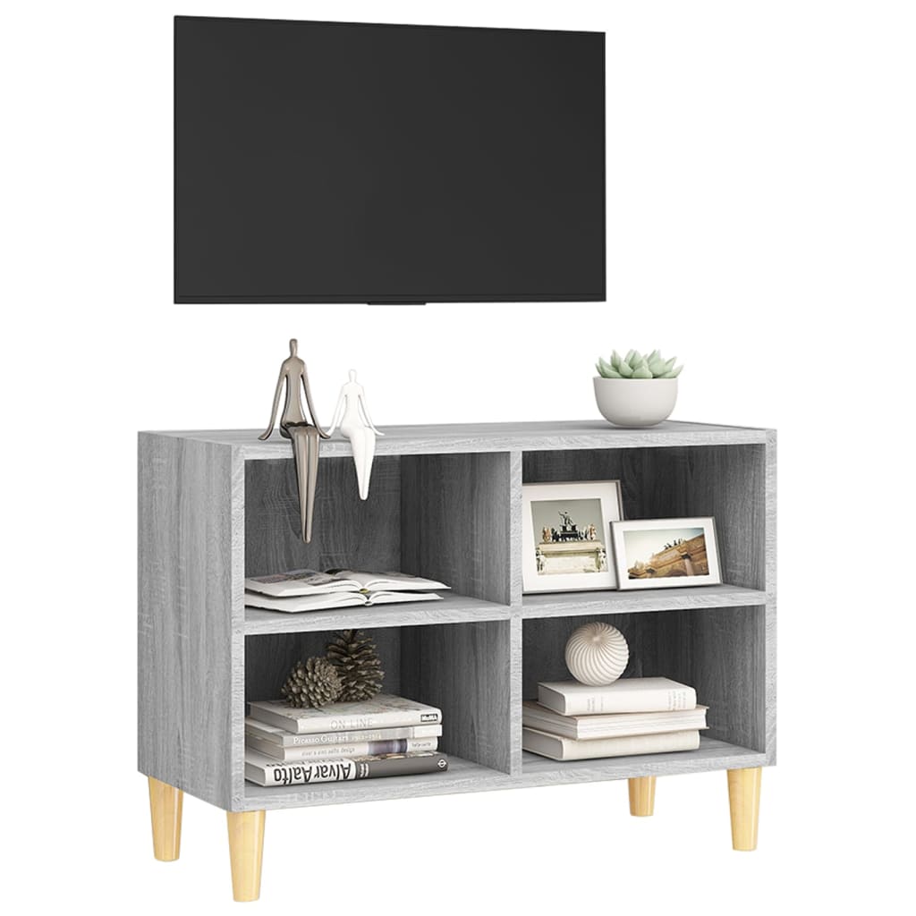 vidaXL TV Cabinet with Solid Wood Legs Gray Sonoma 27.4"x11.8"x19.7"