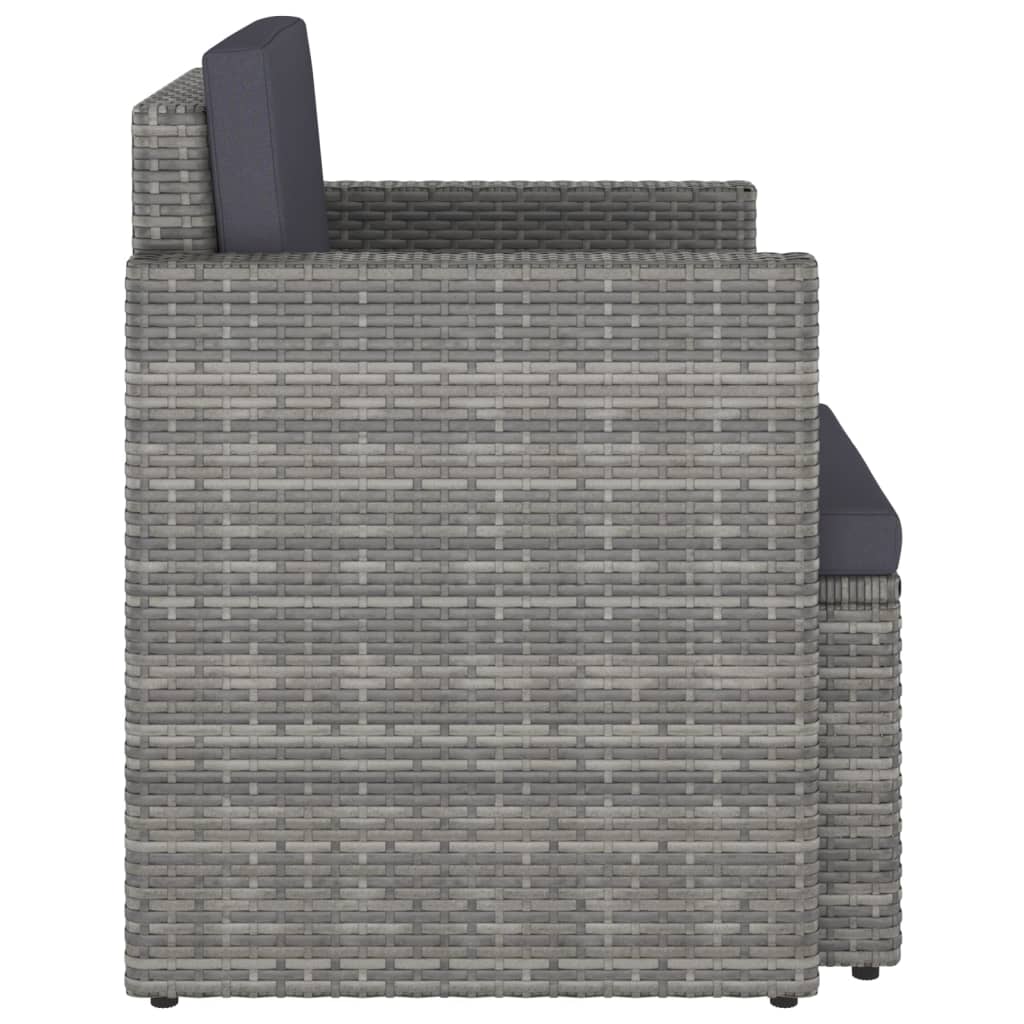 vidaXL Patio Chair with Cushions Poly Rattan Gray