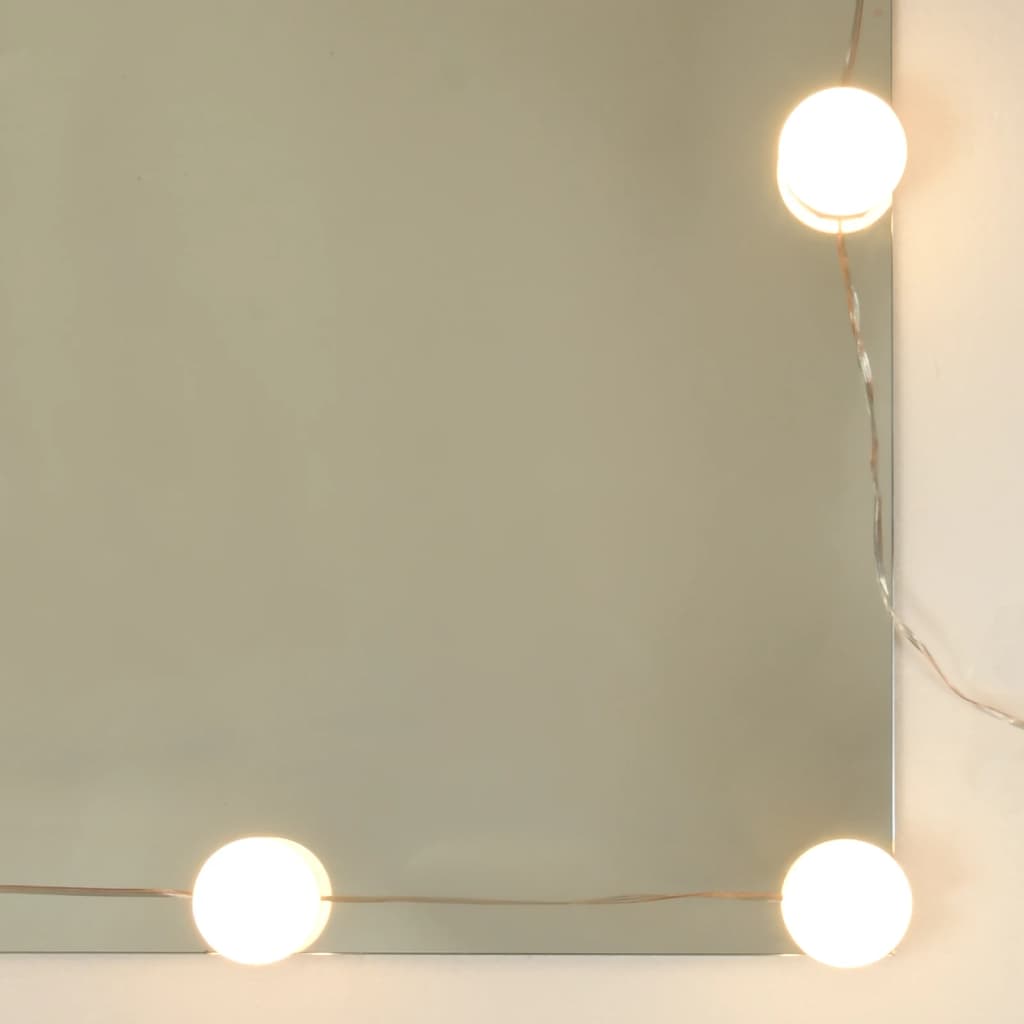 vidaXL Mirror Cabinet with LED High Gloss White 35.4"x12.4"x24.4"