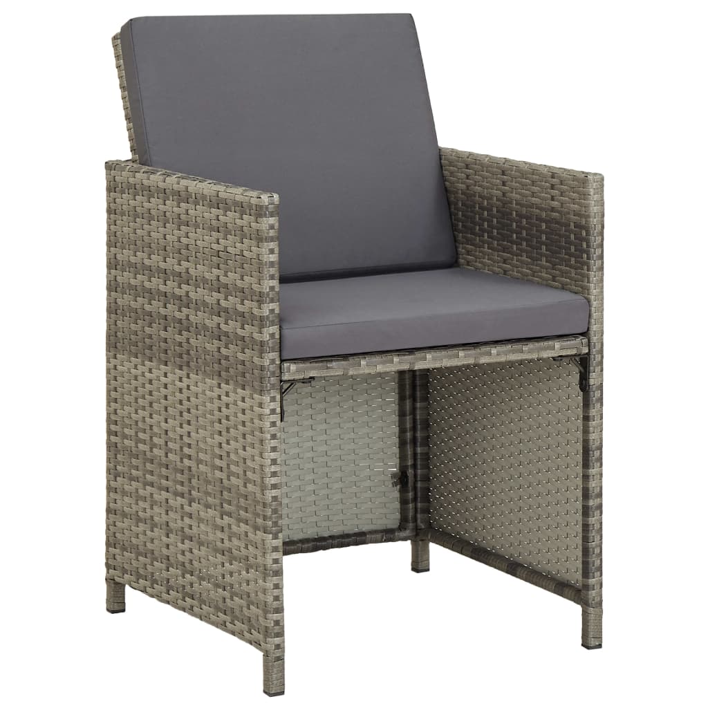 vidaXL Patio Chairs 2 pcs with Cushions Poly Rattan Gray