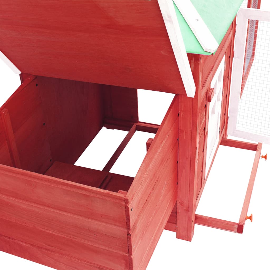 vidaXL Chicken Coop with Nest Box Red 74.8"x28.3"x40.2" Solid Firwood