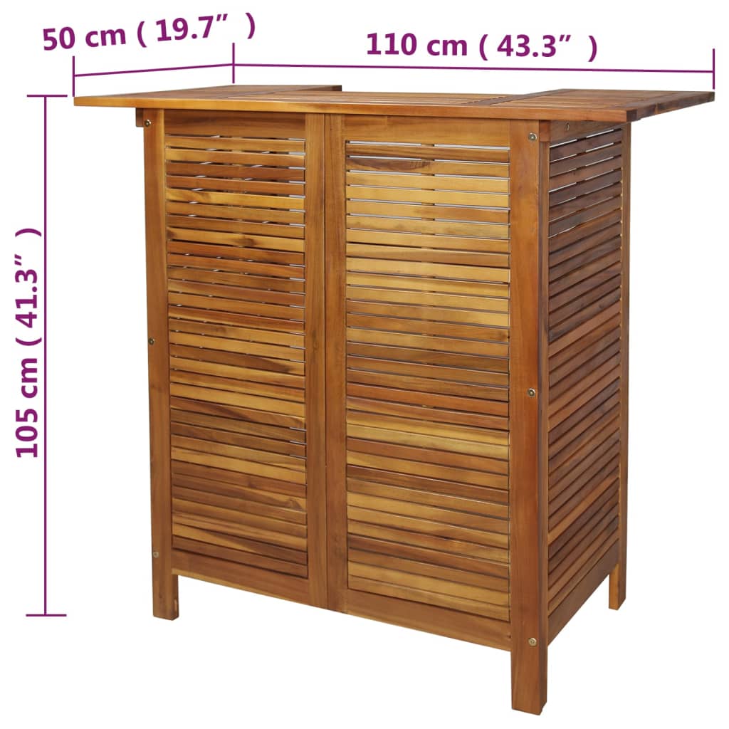 vidaXL Bar Table 43.3"x19.7"x41.3" Solid Acacia Wood