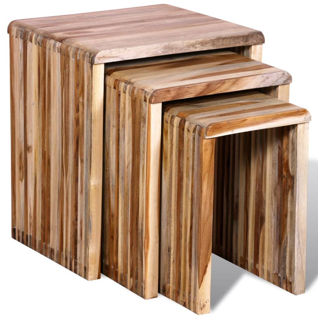 vidaXL Nesting Table Set 3 Pieces Reclaimed Teak | vidaXL.com