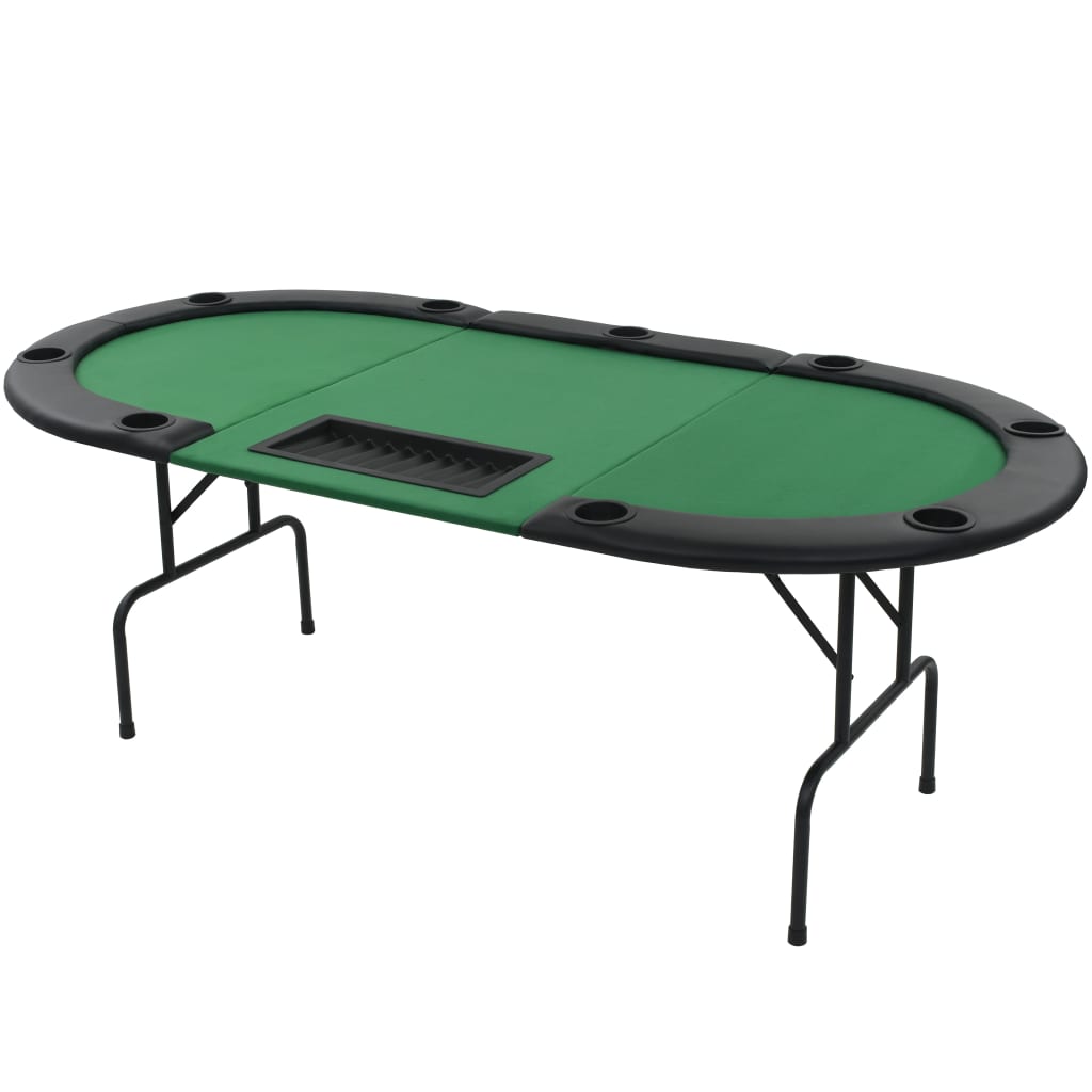 vidaXL 9-Player Folding Poker Table 3 Fold Oval Green