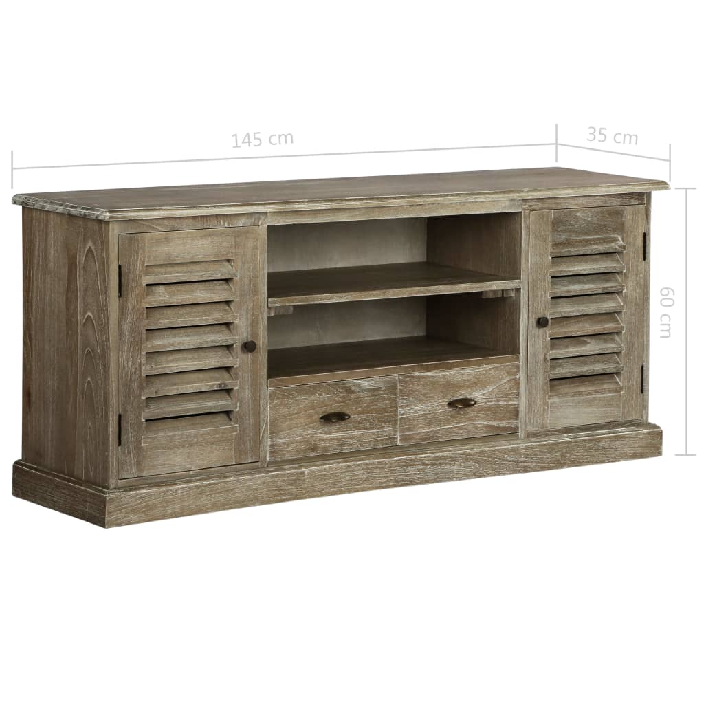 vidaXL TV Cabinet Solid Mindi Wood 57.1"x13.8"x23.6"