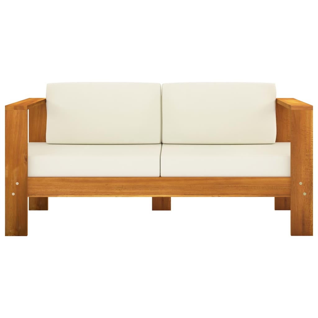 vidaXL 5 Piece Patio Lounge Set with Cream White Cushions Acacia Wood