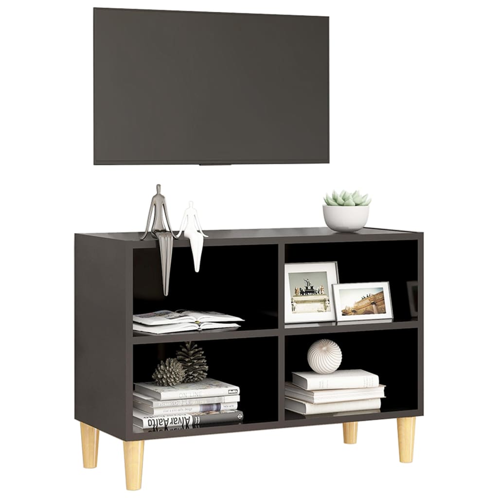 vidaXL TV Stand with Solid Wood Legs Gray 27.4"x11.8"x19.7"