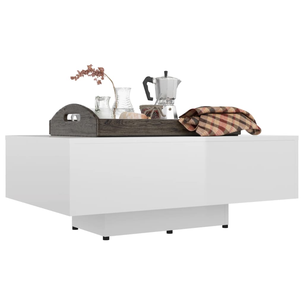 vidaXL Coffee Table High Gloss White 33.5"x21.7"x12.2" Engineered Wood