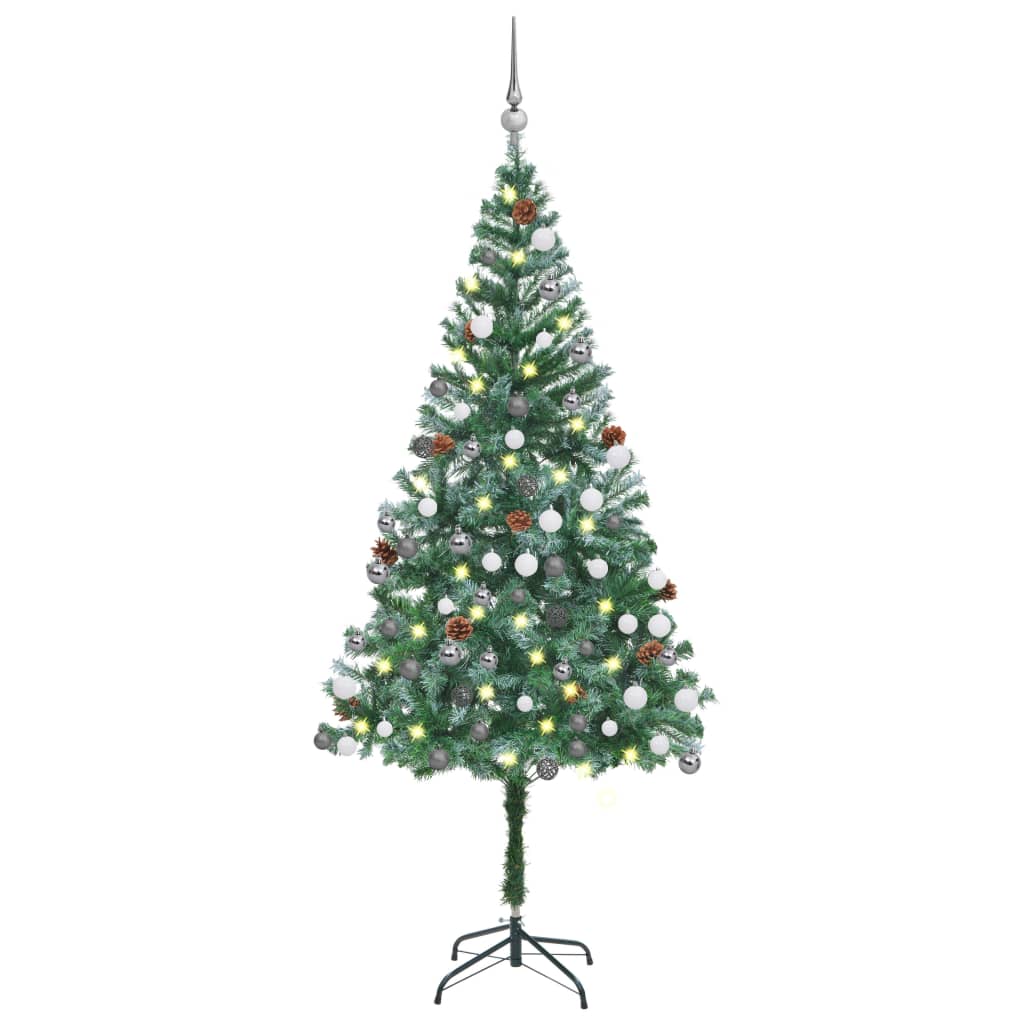 vidaXL Artificial Pre-lit Christmas Tree with Ball Set Pinecones 70.9"