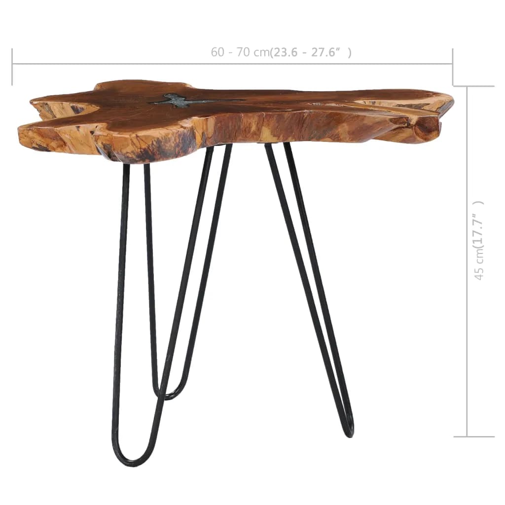 vidaXL Coffee Table 27.5"x17.7" Solid Teak Wood and Polyresin