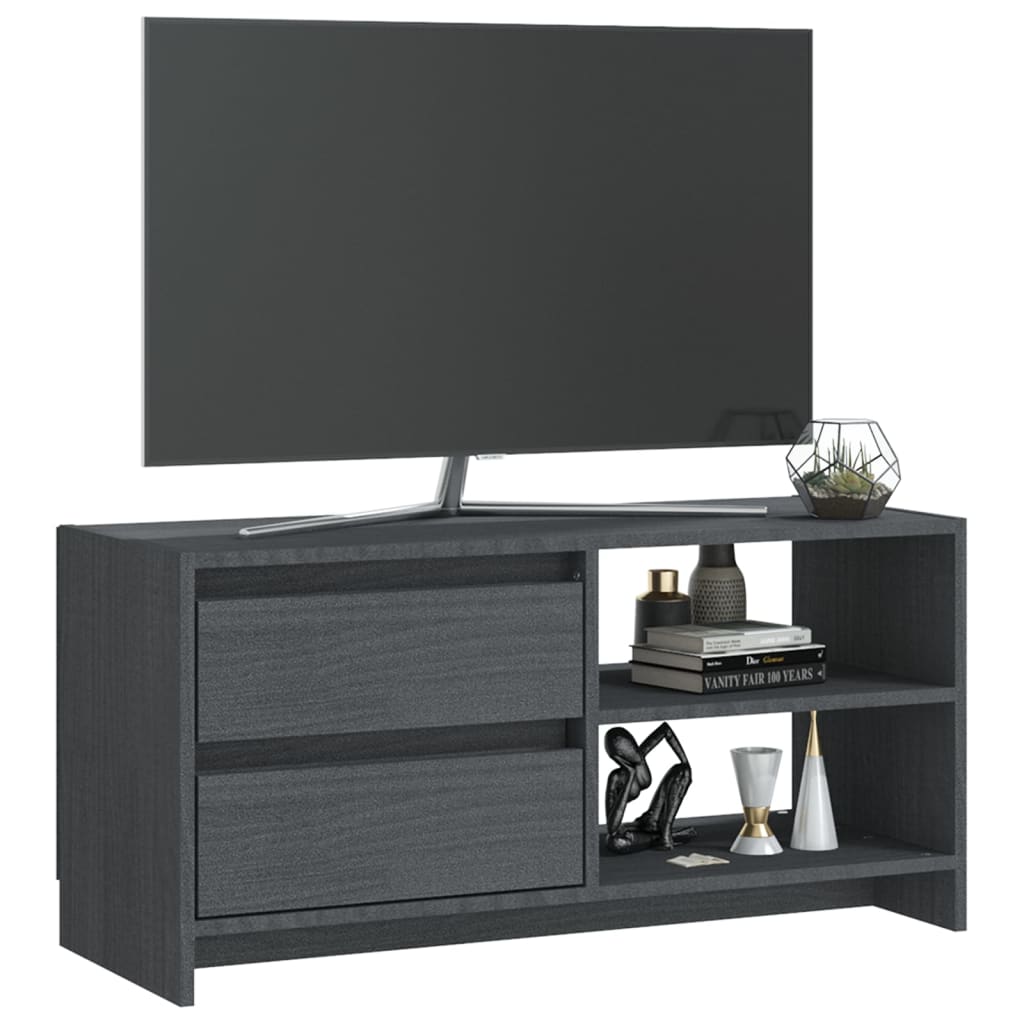 vidaXL TV Stand Gray 31.5"x12.2"x15.4" Solid Pinewood