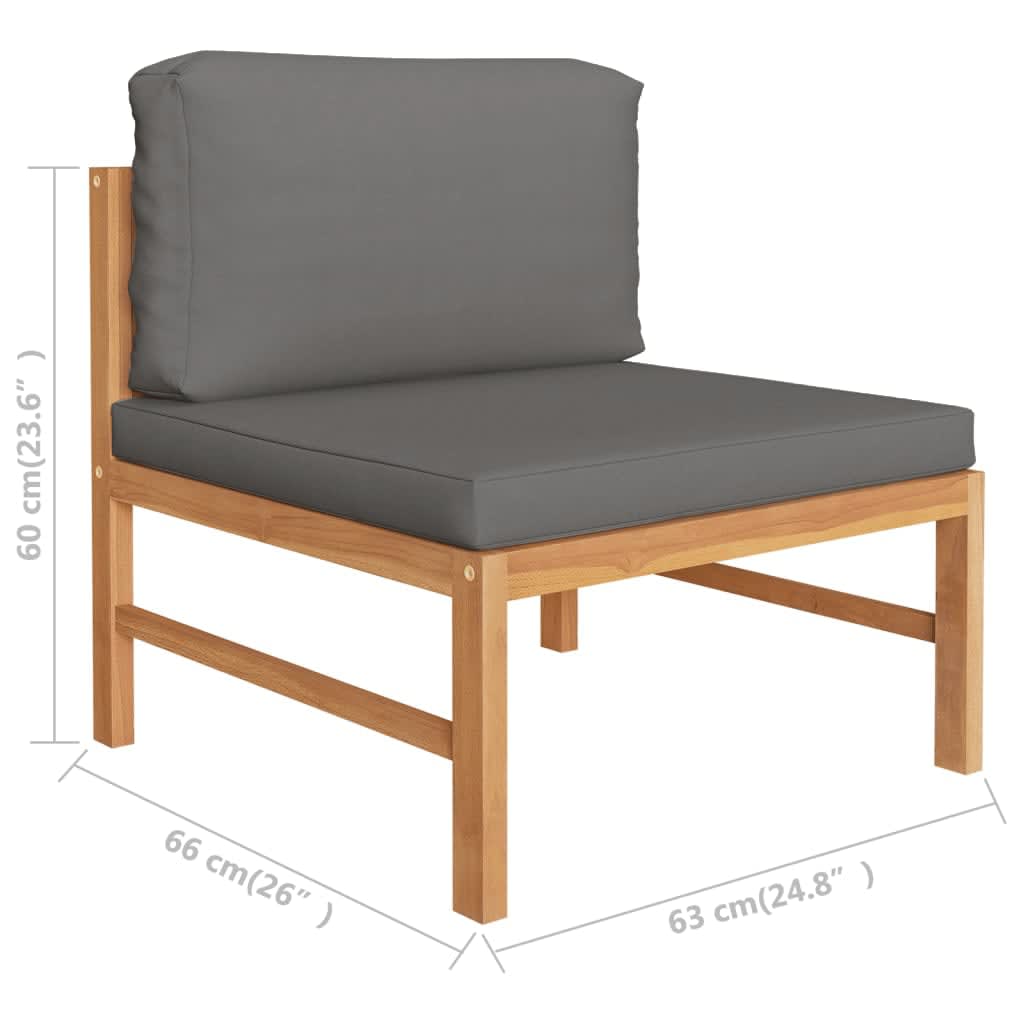vidaXL 5 Piece Patio Lounge Set with Gray Cushions Solid Teak Wood