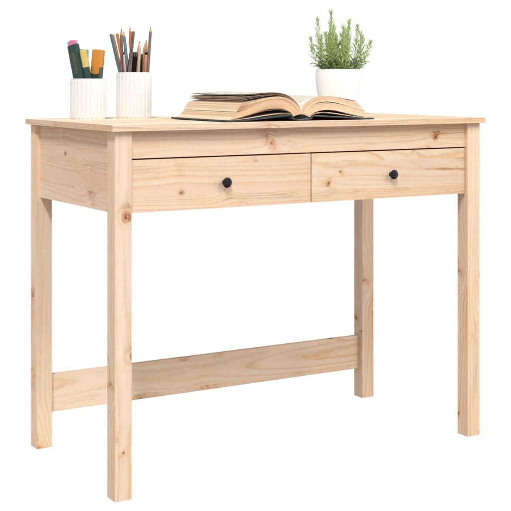 vidaXL Desk with Drawers 39.4"x19.7"x30.7" Solid Wood Pine
