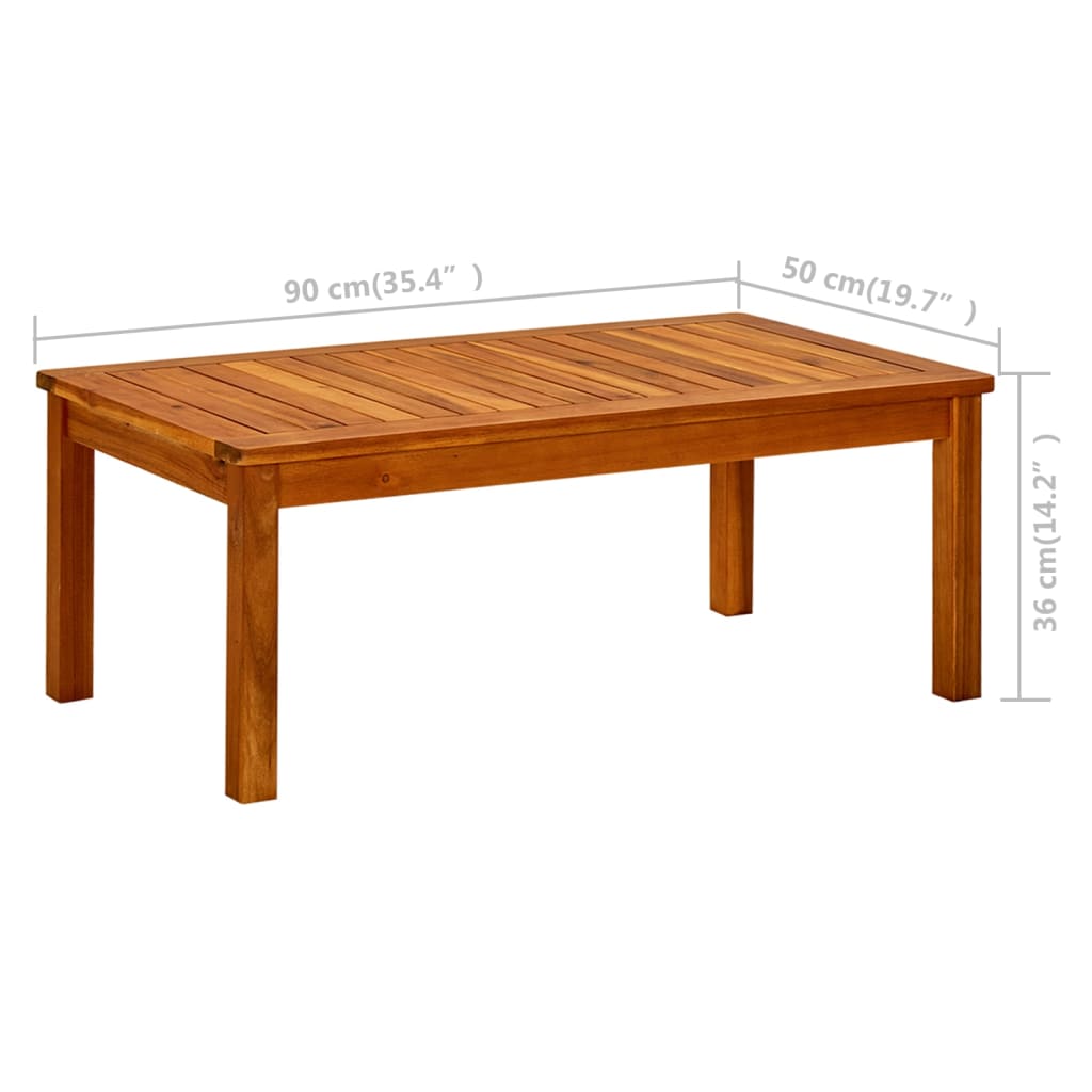 vidaXL Patio Coffee Table 35.4"x19.7"x14.2" Solid Acacia Wood