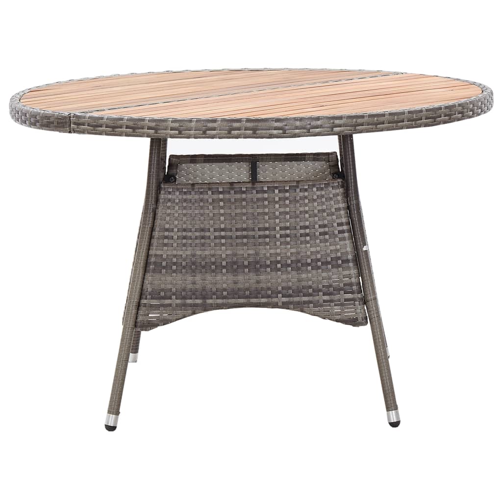 vidaXL Patio Table Gray 45.3"x29.1" Poly Rattan and Acacia Wood