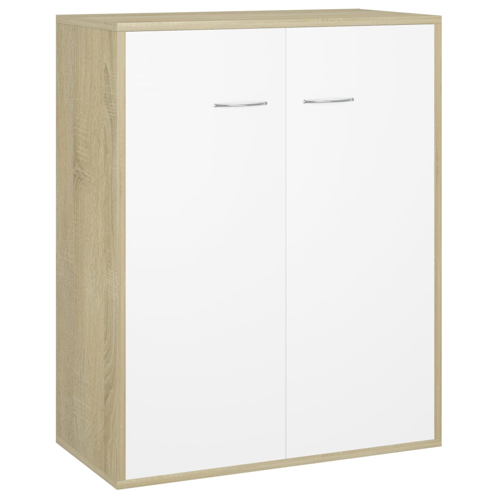 vidaXL Sideboard White and Sonoma Oak 23.6"x11.8"x29.5" Engineered Wood
