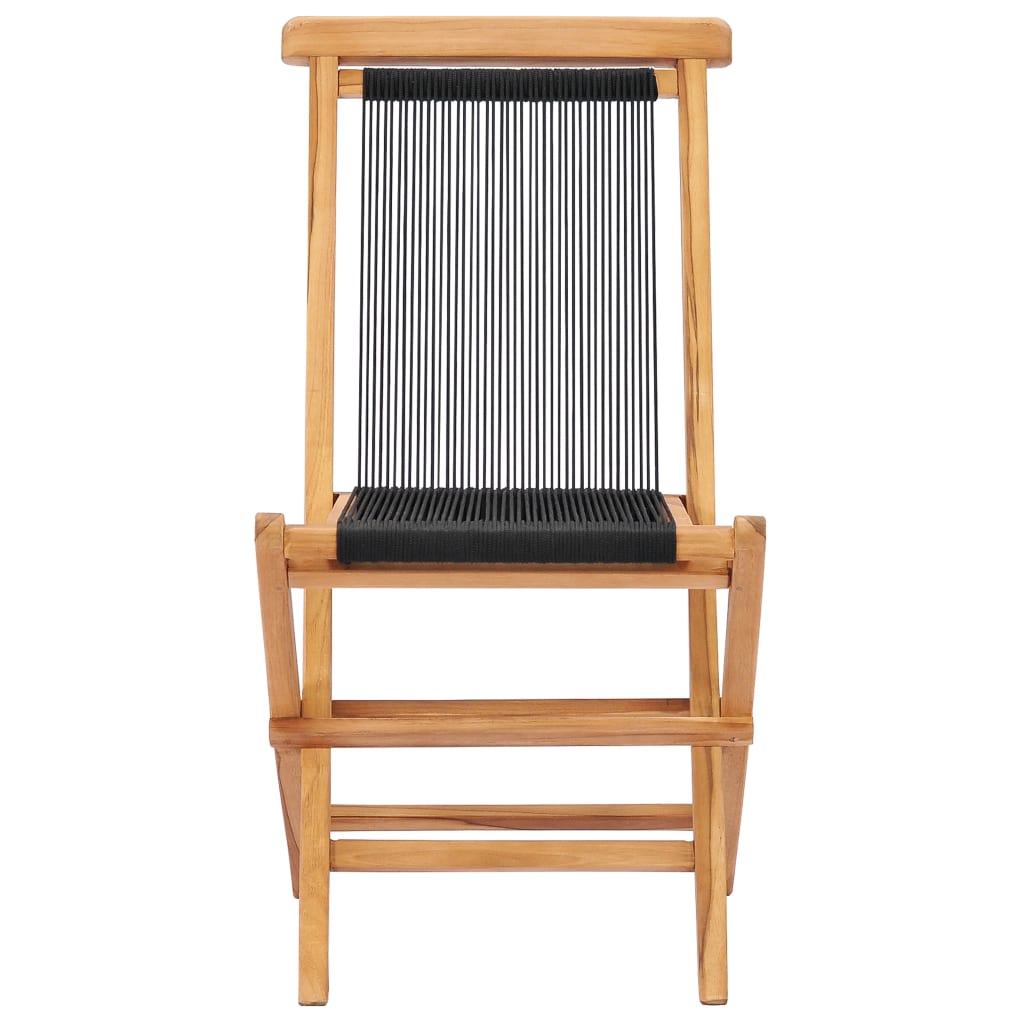 vidaXL Folding Patio Chairs 2 pcs Solid Teak Wood and Rope