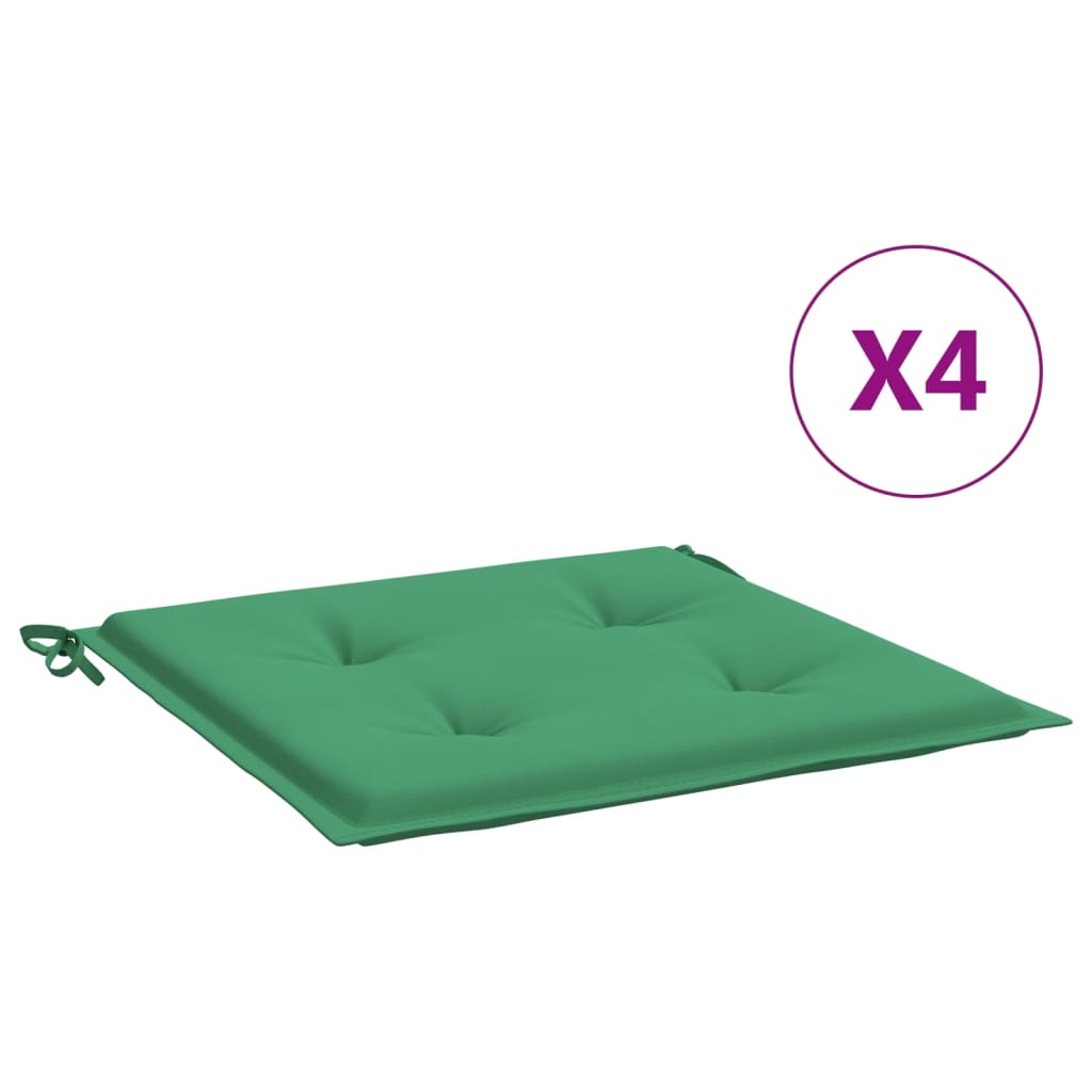 vidaXL Garden Chair Cushions 4 pcs Green 19.7"x19.7"x1.2" Fabric