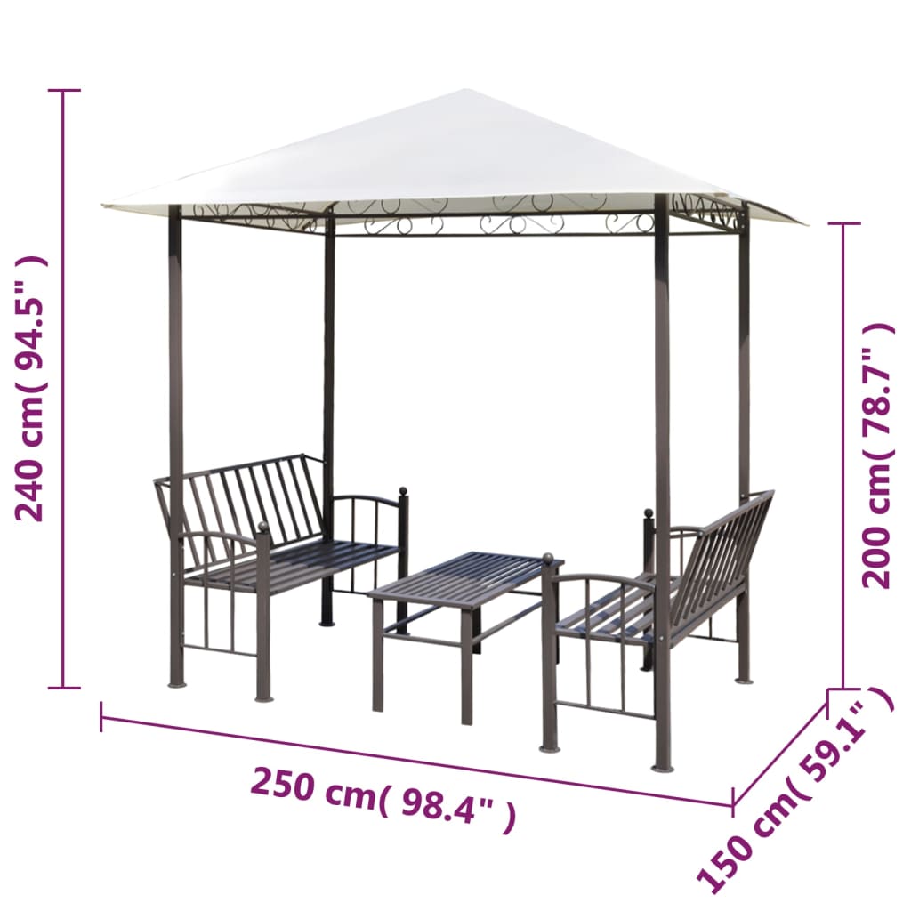 vidaXL Garden Pavilion with Table and Benches 8.2'x4.9'x7.9'