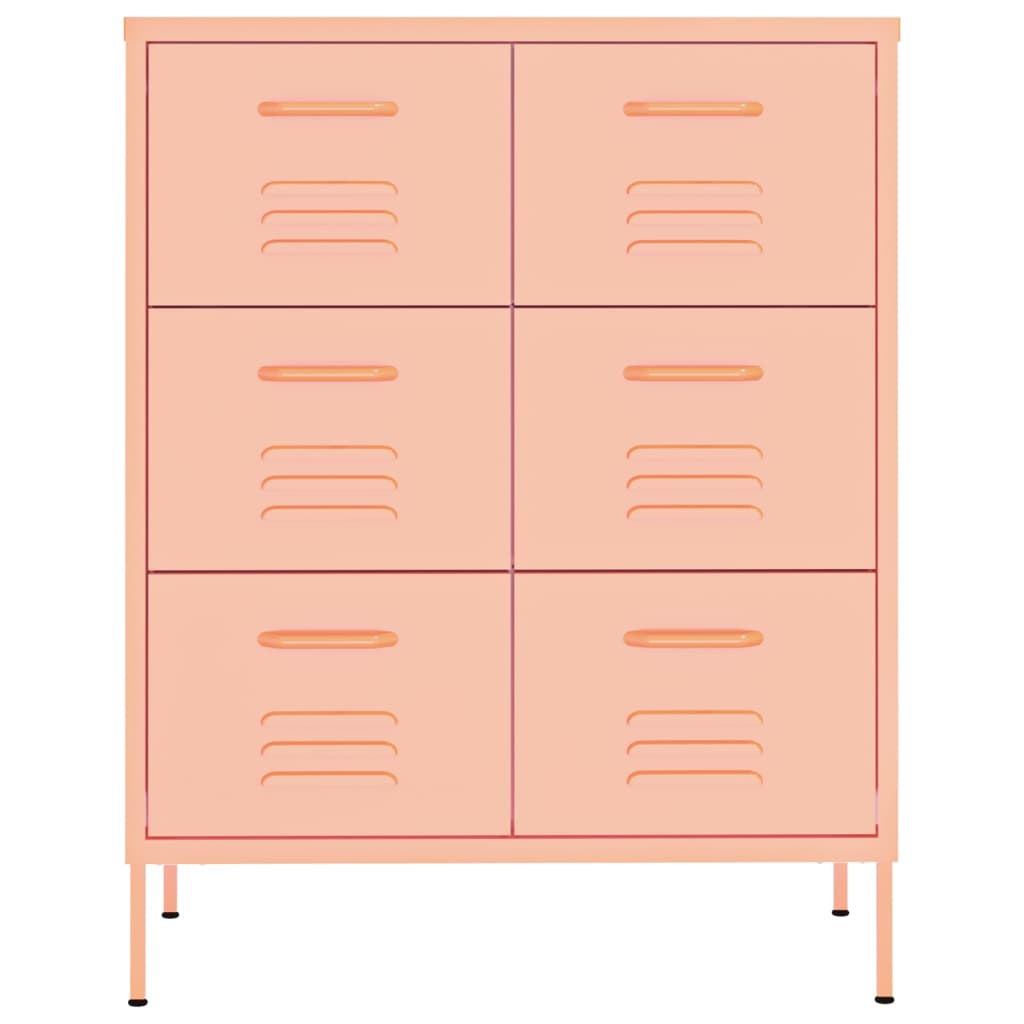 vidaXL Drawer Cabinet Pink 31.5"x13.8"x40" Steel