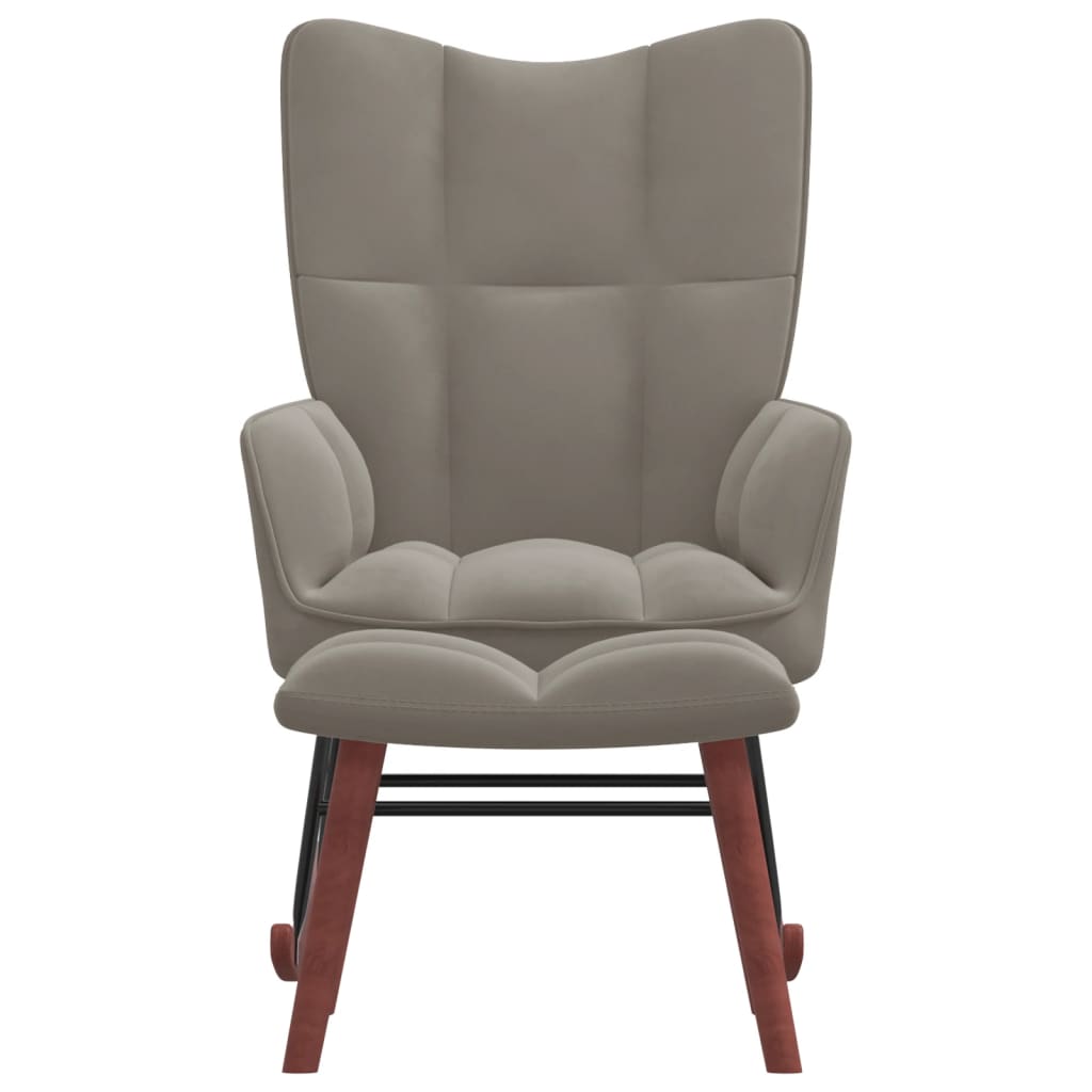 vidaXL Rocking Chair with Ottoman Light Gray Velvet