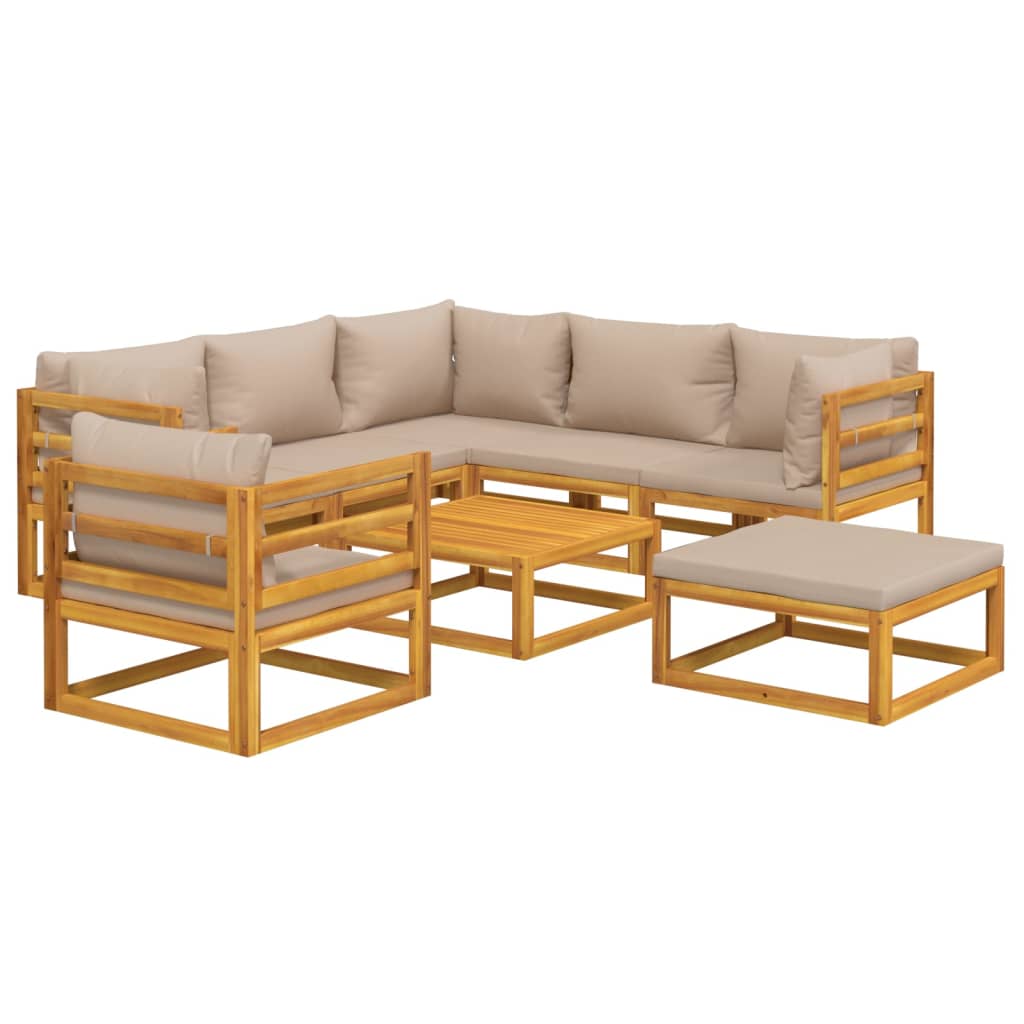 vidaXL 8 Piece Patio Lounge Set with Taupe Cushions Solid Wood