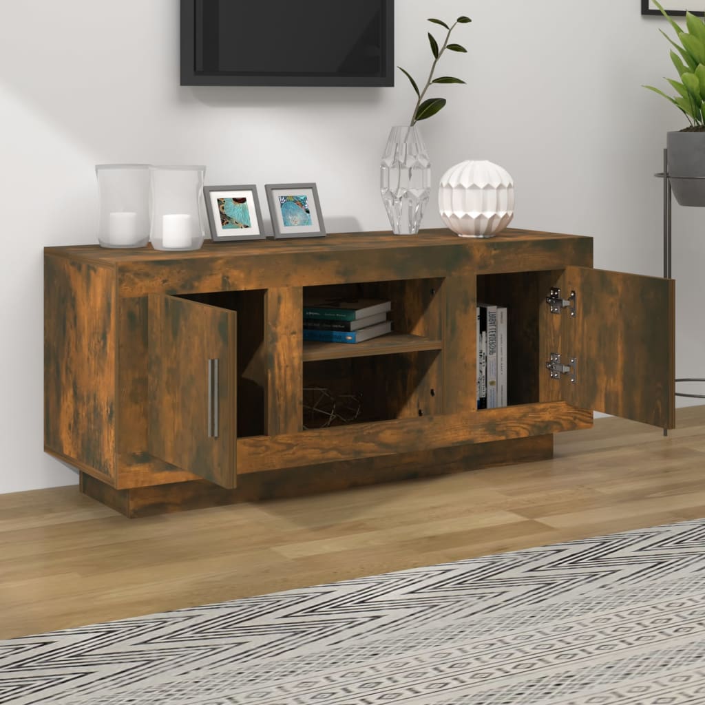 vidaXL TV Cabinet Smoked Oak 40.2"x13.8"x17.7" Engineered Wood