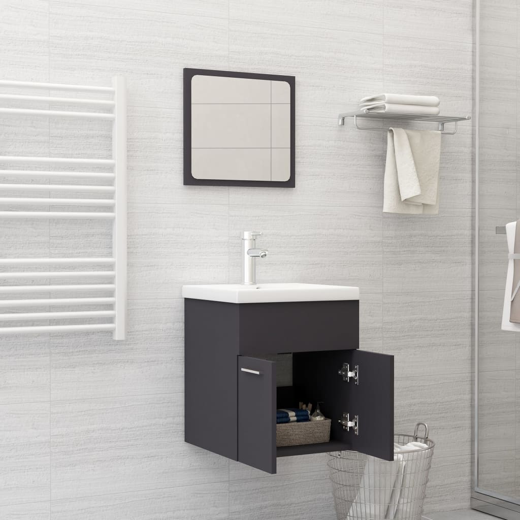 vidaXL Bathroom Furniture Set Gray Chipboard