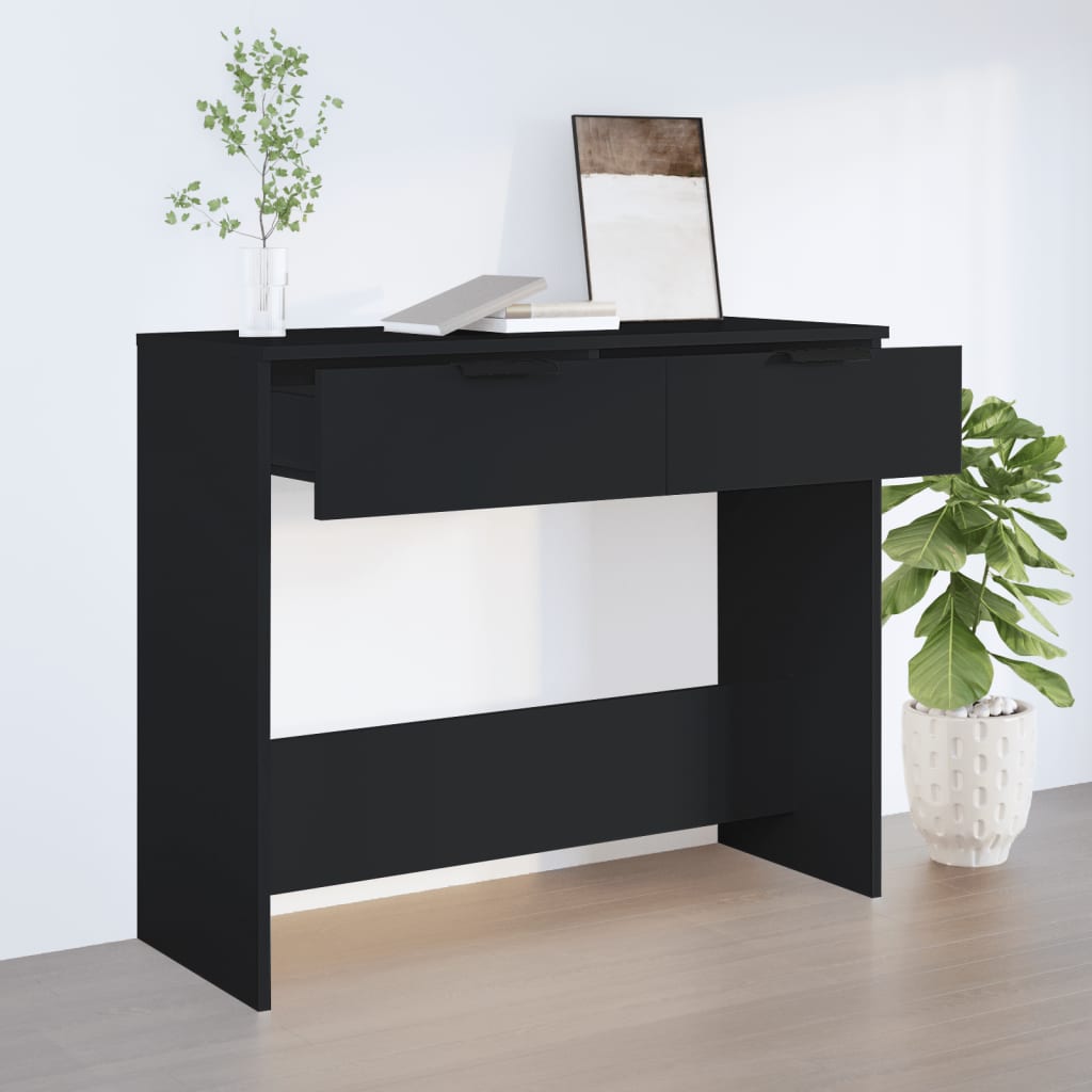 vidaXL Console Table Black 35.4"x14.2"x29.5" Engineered Wood