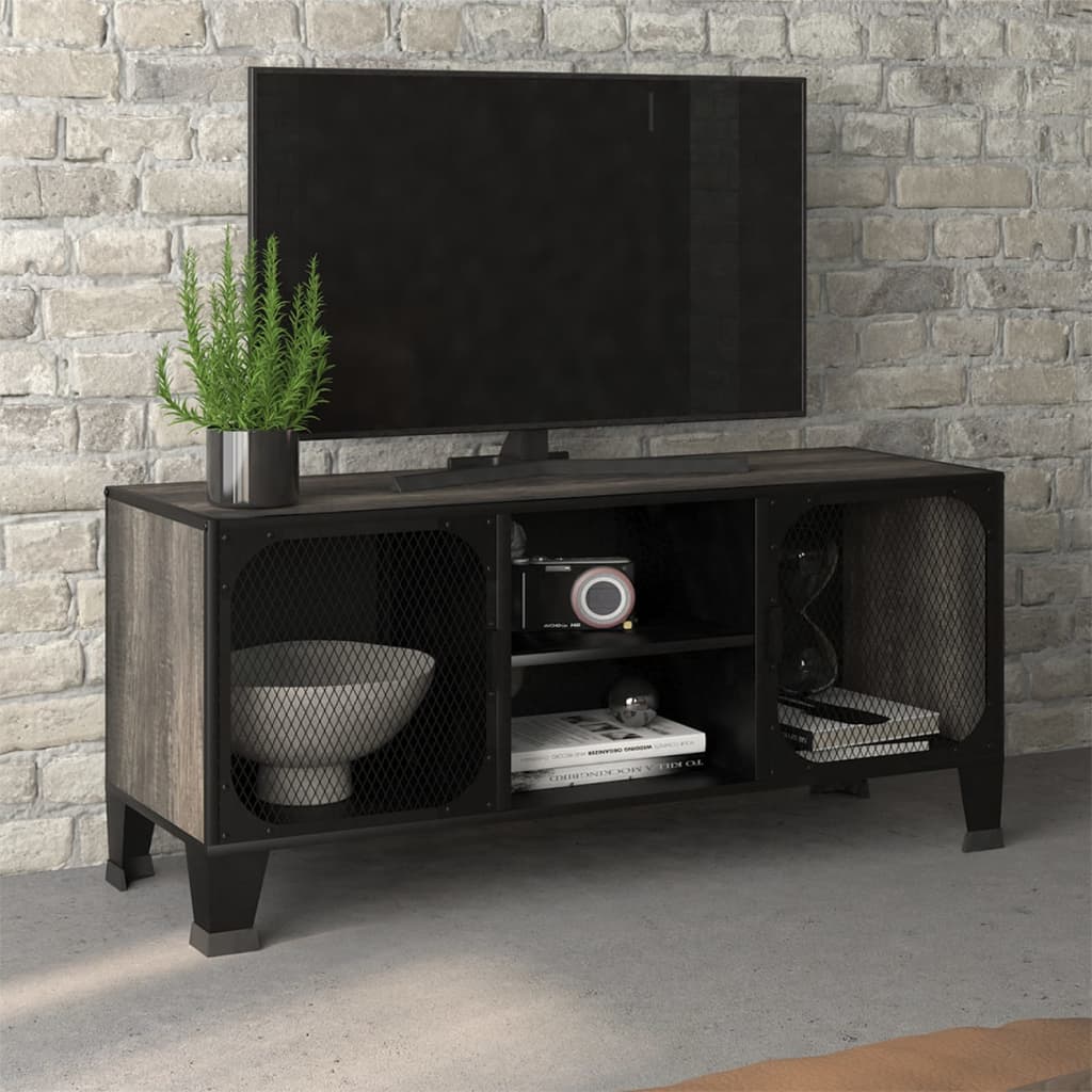 vidaXL TV Stand Gray 41.3"x14.2"x18.5" Metal and MDF